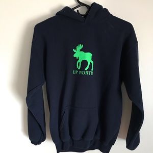 Youth hooded sweatshirt with moose